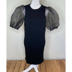 ASOS Black Dress with Sheer Puff Sleeves